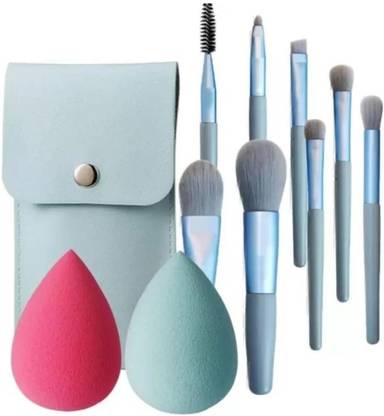 GLOW FIRST Makeup Brushes 8 Pieces Makeup Brush Set With 2 Sponge