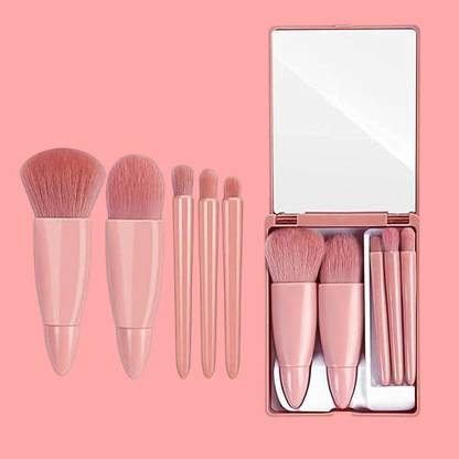 NARI DREAM 5pc Makeup Brush Set With Built In Mirror Makeup Brush Set-D.