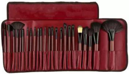 MEDHILE Professional Wooden Makeup Brushes Set with Roll On Pouch