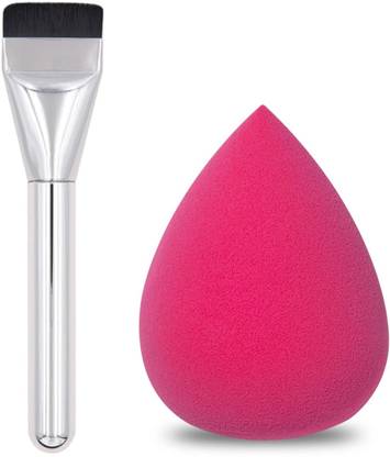 Facejewel Makeup Foundation Flat Brush With Makeup Sponge Puff Egg Shape