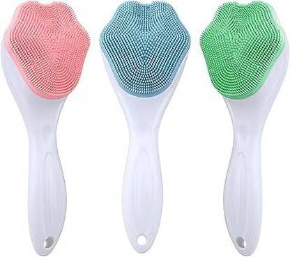 NAKSHT Silicone Face Scrubber Exfoliating Brush, Manual Handhold Facial Cleansing Brush