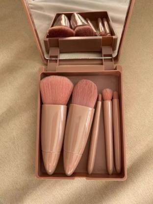 MINISO Travel Makeup Brush Set,Mini Complete Function Cosmetic Brushes Kit with Mirror
