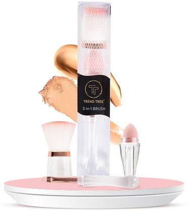TRENDTREE 3 in 1 Makeup Brush set of Powder Brush, Beauty Sponge, Eyeshadow Brush