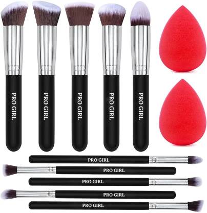 Pro Girl Premium Makeup Brushes Set of 10 + Makeup Sponge 2