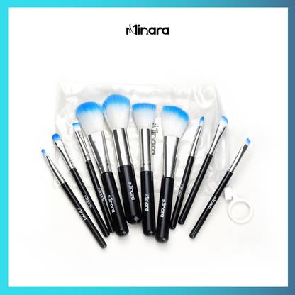 MINARA Makeup Brush Applicator Set of 10 with Easy to Carry Pouch  (Pack of 10)