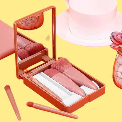 NARI DREAM 5 Pcs Professional Makeup Brushes with Brush Case Built-in Mirror-c