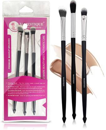 MAJESTIQUE 3pc Makeup Brush Set, Shader, Concealer, Blush, Complexion, Domed Shadow, Crease
