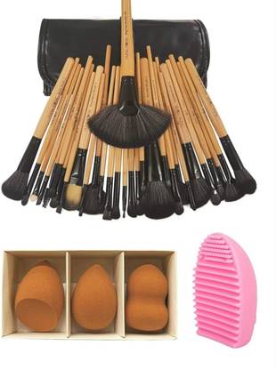 Puna Store Combo of 30 PC Makeup Brush Set, 3 pc Makeup Blender, Makeup Brush Cleaning Egg