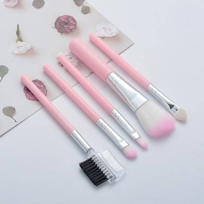 Modinity Synthetic Bristle Makeup Brush Set- Pink, 5 Piece