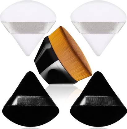WECHARMERZ Triangle Powder Puff for Face Makeup and Kabuki Foundation Makeup Brush