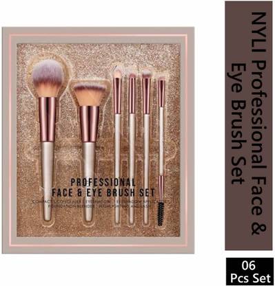 NYLI Professional Premium Synthetic Bristle Professional Face and Eye Brushes Set of 6