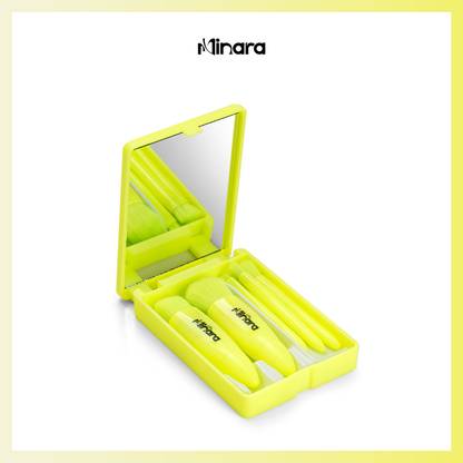MINARA Makeup Brush Applicator - Set of 5 with Mirror & Box - Mint Green