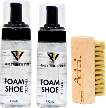 TheTribesVibe Foam Shoe Cleaner | Foam Cleaner (150mlx2) Medium Brush| Sneaker & Sports Shoes Shoe Care Kit