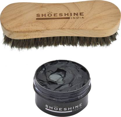 SHOESHINE Black shoe Cream with Horse hair (Black) shoe Brush Shoe Care Kit