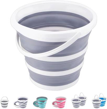 KIZJORYA Portable Foldable Silicone Bucket with Handle for Camping,Travel,Car Washing 10 L Silicone Bucket