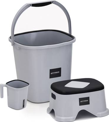 ACTIONWARE Plastic Bathroom Set ,Mug, Stool ,Bucket,3 Piece Combo 18 L Plastic Bucket
