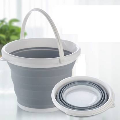 GHANSHYAM Fold-able Silicone Bucket Portable Space Saving Water Bucket (Pack of 1) 10 L Silicone Bucket