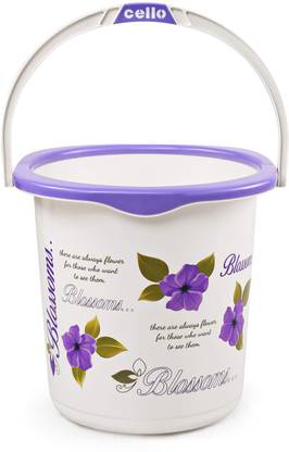 cello Cello Blossom 5 Piece Small Plastic Bathroom set, Pack of 5, Purple 15 L Plastic Bucket