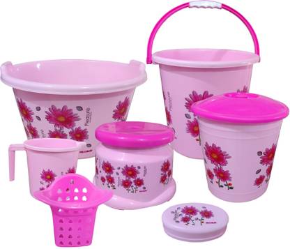 himalay thermoplast 07 Pcs Bathroom Bucket Set|Bucket|Bucket for Bathroom|Plastic Bucket| 20 L Plastic Bucket