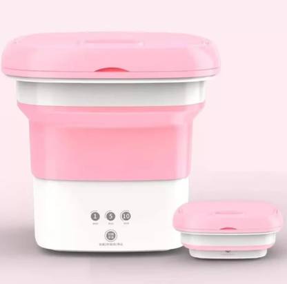 JM Portable Foldable Mini Top Loading Semi Automatic Bucket Washing Machine 9 L Plastic Bucket