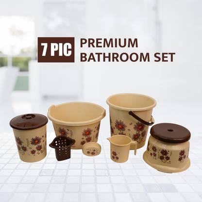 himalay thermoplast 7PC Set Cream-Brown 25 L Plastic Bucket