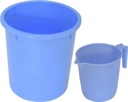 KUBER INDUSTRIES 2 Pieces Unbreakable Virgin Plastic Multipurpose Bathroom Dustbin & Mug Set 5 L Plastic Bucket
