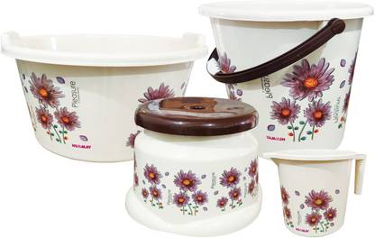himalay thermoplast Bathroom Set 04 Pieces Heavy Material, Large Capacity 20 Ltr 20 L Plastic Bucket