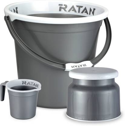 RATAN Plastic Bathroom Set of 3 Combo 25L Bucket x 1, Stool x 1, 1.5L Mug x 1 25 L Plastic Bucket