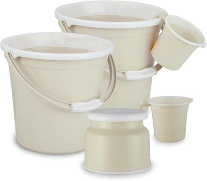 Randal Plastic Bath Set of 5 Combo 25L Bucket x1, 20L Bucket x1, Stool x1, 1.5L Mug x2_ 25 L Plastic Bucket