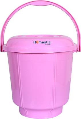 HOMESTIC Unbreakable Plastic Durable & Lightweight Strong Bathroom Bucket 13 Ltr (Pink) 13 L Plastic Bucket
