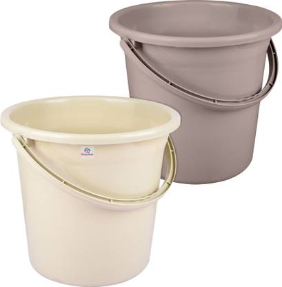 Heart Home Plain Plastic Strong Bucket for Bathroom for Bathing|18 LTR|Pack of 2|Multi 18 L Plastic Bucket