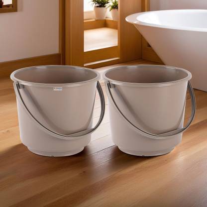 HOMESTIC Pack of 2 Multi-Purpose Small Bucket for Mopping | 5 Ltr | Plain Brown 5 L Plastic Bucket