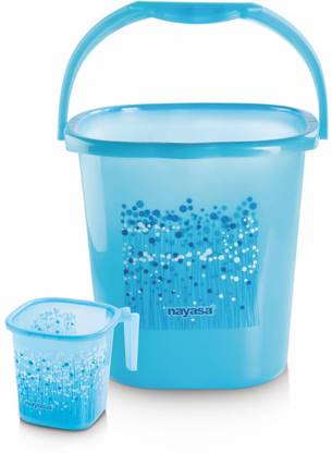 NAYASA Funk Square 2 Pcs Bath Set | Sturdy and Durable | BPA Free | 25 Ltr BKT +1.5 Mug 25 L Plastic Bucket