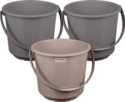 HOMESTIC Plastic Bucket for Cleaning & Storage|Plain Bucket|5 LTR|Pack of 3|Multi 5 L Plastic Bucket