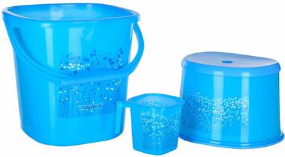 NAYASA Funk Square 3 Pcs Bath Set | Sturdy and Durable | 25 Ltr Bkt + 1.5 Mug + 508 Patla Plastic Bucket