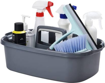 BLURISM Bathroom Storage Basket with Handles | Cleaning Caddy 10 L Plastic Bucket