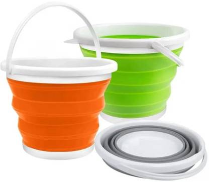 सनिव्या Collapsible Foldable Silicone Bucket for Fishing, Camping/Car Washing 10 L सिलिकॉन बाल्टी