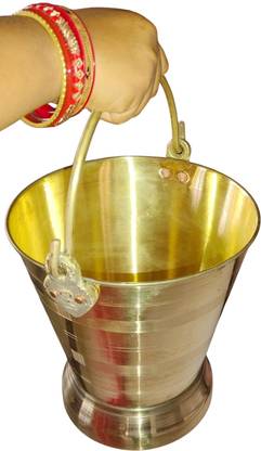 MEANTEZ Meantez Brass Bucket for Puja or Storing water or Serving Food 3 L Brass Bucket