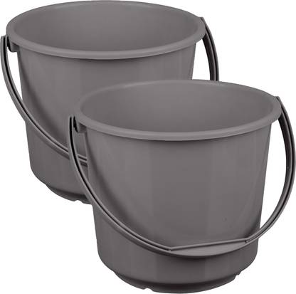 KUBER INDUSTRIES Plastic Bucket for Cleaning & Storage|Plain Bucket|5 LTR|Pack of 2|Gray 5 L Plastic Bucket