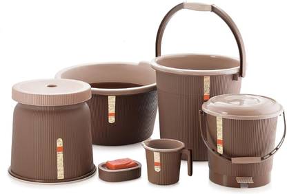 Liza Newton Spa 6 Round Plastic Bathroom Set, Set of 6 20 L Plastic Bucket