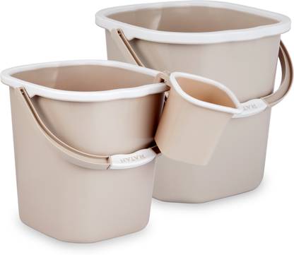 RATAN Plastic Bathroom Set of 3 Combo 18L Bucket x 1, 25L Bucket x 1, 1.5L Mug x 1 25 L Plastic Bucket