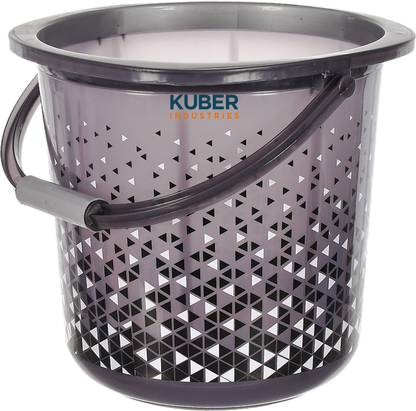 KUBER INDUSTRIES Plastic Unbreakable Tinted Print Bathroom Bucket WithStrong Handle,18 Ltr.(Gray) 18 L Plastic Bucket
