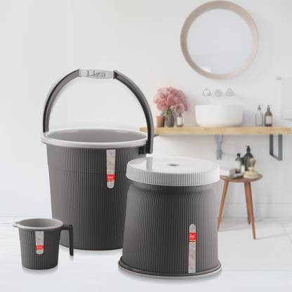 Nabhya Combo Of 3 pcs Set Bucket, Mug and Stool for Home, Kitchen & Bathroom 20 L Plastic Bucket