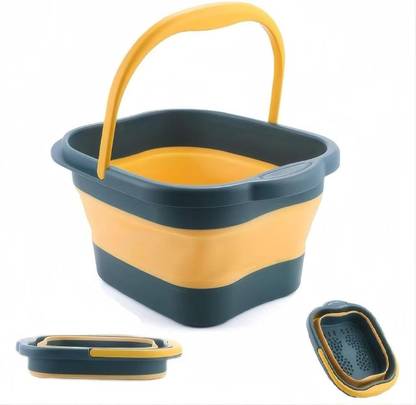 SUICUNE Foldable Foot Bath with Acupressure Points, Sturdy and Easy to Store 15 L Silicone Bucket