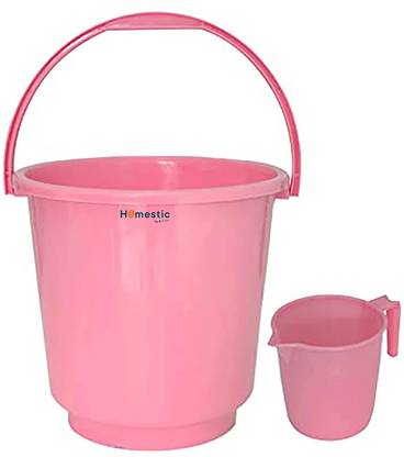 HOMESTIC 2 Pieces Plastic Bathroom Bucket & Mug Set 16 L Plastic Bucket
