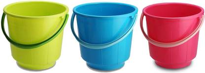 KUBER INDUSTRIES Plastic 16 Ltr Bucket for Bathroom (Multi) Set of 3 Pcs 20 L Plastic Bucket