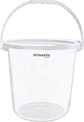 HOMESTIC Unbreakable Virgin Plastic Strong Transparent Bathroom Bucket 16 LTR (White) 16 L Plastic Bucket