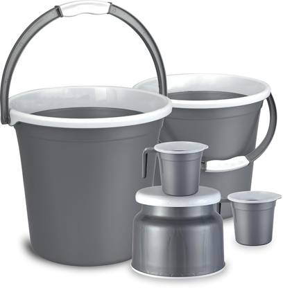 AK HUB New Bathroom Bucket Set Perfect for Bathroom & Wet Utility Areas - Set of 5 - 20 L Plastic Bucket