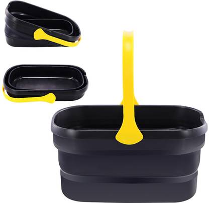 MinuteToCleanIt Multipurpose Collapsible Bucket - 12L, Square Shape With Single Handle, Foldable 12 L Silicone, Polypropylene Bucket