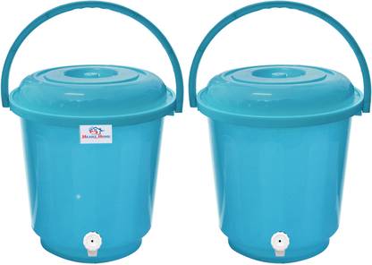 Heart Home Multipurposes Plastic Bucket With Lid & Tap SystemPack of 2 (Blue) 18 L Plastic Bucket